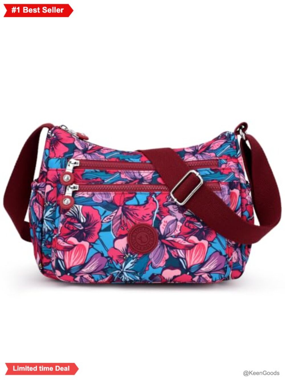 Nylon Crossbody Bag Multi-Pocket Waterproof Shoulder Purse Handbag Adjustable